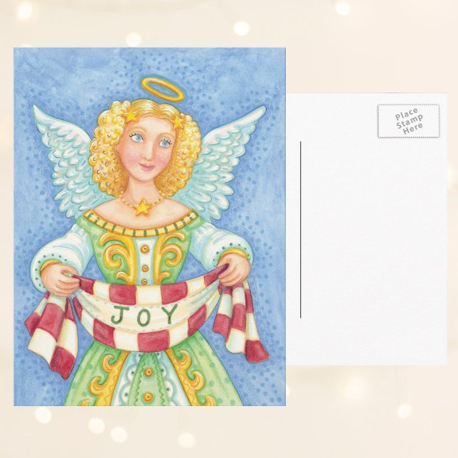 Cartes Pour Fêtes Annuelles Joli dessin de Noël Angel Halo avec bannière Joie (Créateur téléchargé)