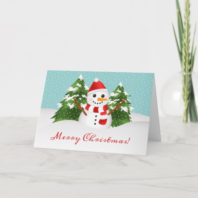 Cartes Pour Fêtes Annuelles Joli dessin Snowman personnalisable Noël (Devant)
