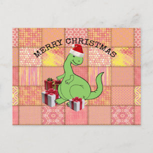Cartes Pour Fêtes Annuelles Joli dinosaure de Noël Père Noël
