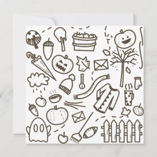 Cartes Pour Fêtes Annuelles Joli Doodle Halloween Motif sans couture, Hallowee