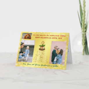 Cartes Pour Fêtes Annuelles Joli Drôle Chien Chat Joyeuses Fêtes 3 Photos Doré