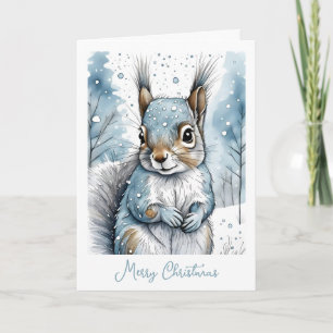 Cartes Pour Fêtes Annuelles Joli Écureuil dans la Neige de Noël