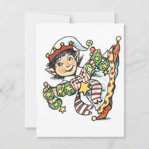 Cartes Pour Fêtes Annuelles Joli Elf Dancing, Caricature rétro de Noël