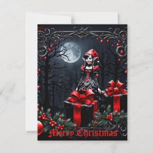 Cartes Pour Fêtes Annuelles Joli elfe de Noël gothique.