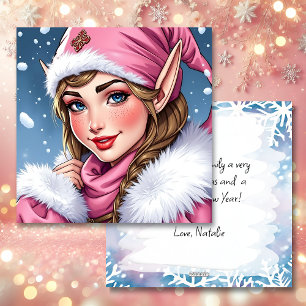 Cartes Pour Fêtes Annuelles Joli Elfe Rose   Joyeux Noël Personnalisé