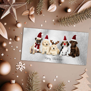 Cartes Pour Fêtes Annuelles Joli elfes de Noël et chiots Rudolph