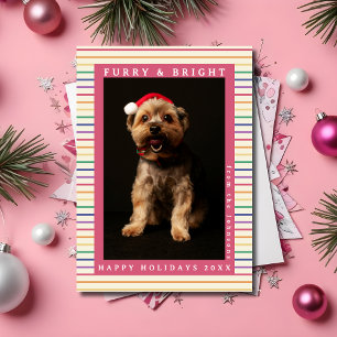 Cartes Pour Fêtes Annuelles Joli Empreinte de patte Rainbow Retro Christmas Pe