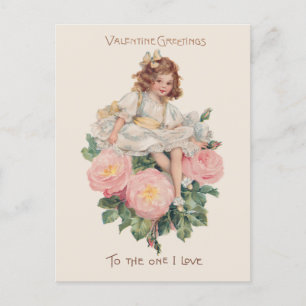 Cartes Pour Fêtes Annuelles Joli enfant Vintage, Roses et Valentine Salutation