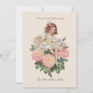 Cartes Pour Fêtes Annuelles Joli enfant Vintage, Roses et Valentine Salutation