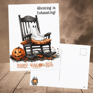 Cartes Pour Fêtes Annuelles Joli Fantôme Blanc Drôle Aquarelle Joyeux Hallowee