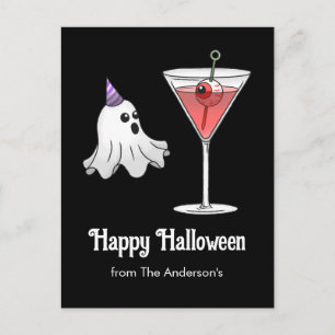 Cartes Pour Fêtes Annuelles Joli fantôme d'Halloween et cocktail effrayant