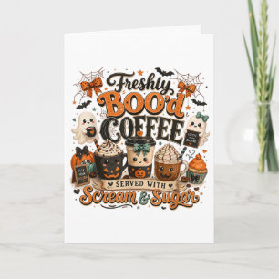 Cartes Pour Fêtes Annuelles Joli Fantôme Ensorcelant Amateur de Café Halloween