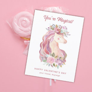 Cartes Pour Fêtes Annuelles Joli Fleur sauvage Unicorn classe Valentine