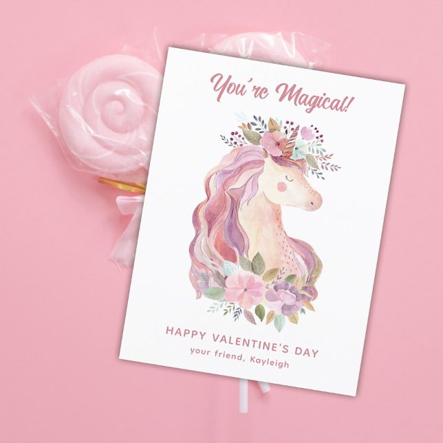 Cartes Pour Fêtes Annuelles Joli Fleur sauvage Unicorn classe Valentine (Créateur téléchargé)