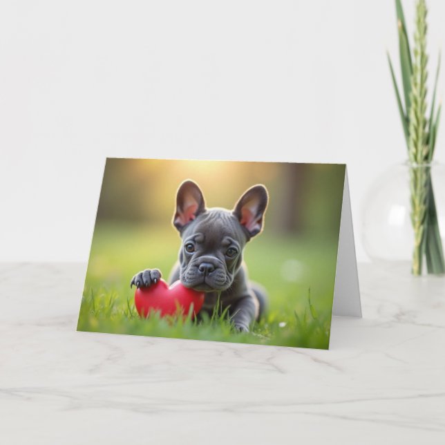 Cartes Pour Fêtes Annuelles Joli French Bulldog pour la Saint-Valentin (Devant)