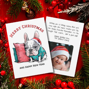 Cartes Pour Fêtes Annuelles joli Frenchie chien de compagnie, chapeau de Père