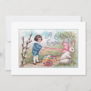 Cartes Pour Fêtes Annuelles Joli garçon Vintage, lapin de Pâques et oeufs durs