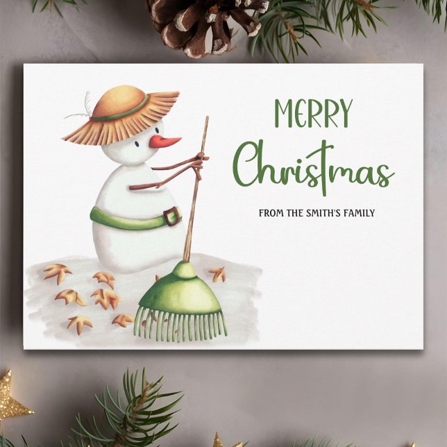 Cartes Pour Fêtes Annuelles Joli Gardener Snowman Joyeux Noël (Créateur téléchargé)