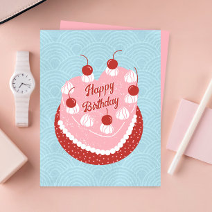 Cartes Pour Fêtes Annuelles Joli gâteau cœur joyeux anniversaire