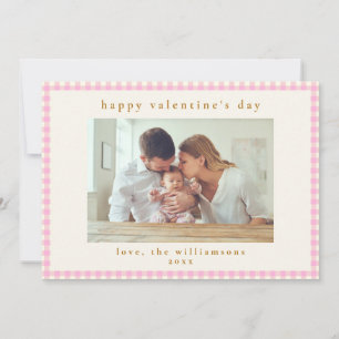 Cartes Pour Fêtes Annuelles Joli Gingham à carreaux rose Photo Saint-Valentin