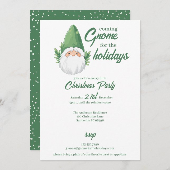 Cartes Pour Fêtes Annuelles Joli gnome du Père Noël pour les Fêtes (Devant / Derrière)