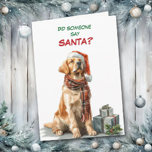 Cartes Pour Fêtes Annuelles Joli Golden Retriever Cherche le Père Noël