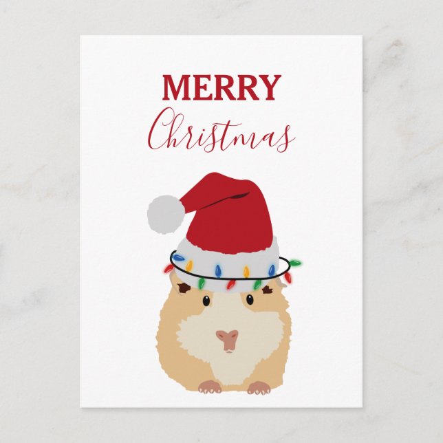 Cartes Pour Fêtes Annuelles Joli Hamster de Noël Funny Animal Santa Hat (Devant)