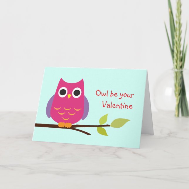 Cartes Pour Fêtes Annuelles Joli hibou violet être votre valentine adorable (Devant)