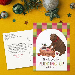 Cartes Pour Fêtes Annuelles Joli Hippo et Pudding drôle Merci de Noël