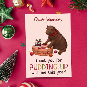 Cartes Pour Fêtes Annuelles Joli Hippo et Pudding drôle Merci de Noël
