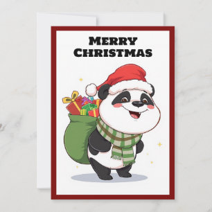 Cartes Pour Fêtes Annuelles Joli Humour de dessin moderne Panda Joyeux Noël