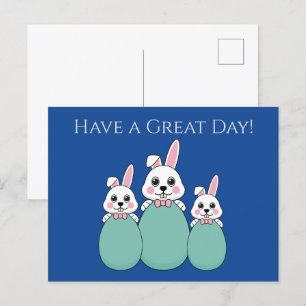 Cartes Pour Fêtes Annuelles Joli lapin blanc tenant l'oeuf de Pâques Personn