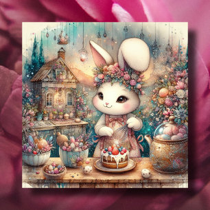 Cartes Pour Fêtes Annuelles Joli lapin chef Pâques chrétiens au pastel 