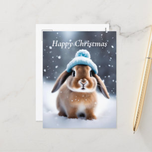 Cartes Pour Fêtes Annuelles Joli lapin dans un Casquette Bobble Own ART Noël