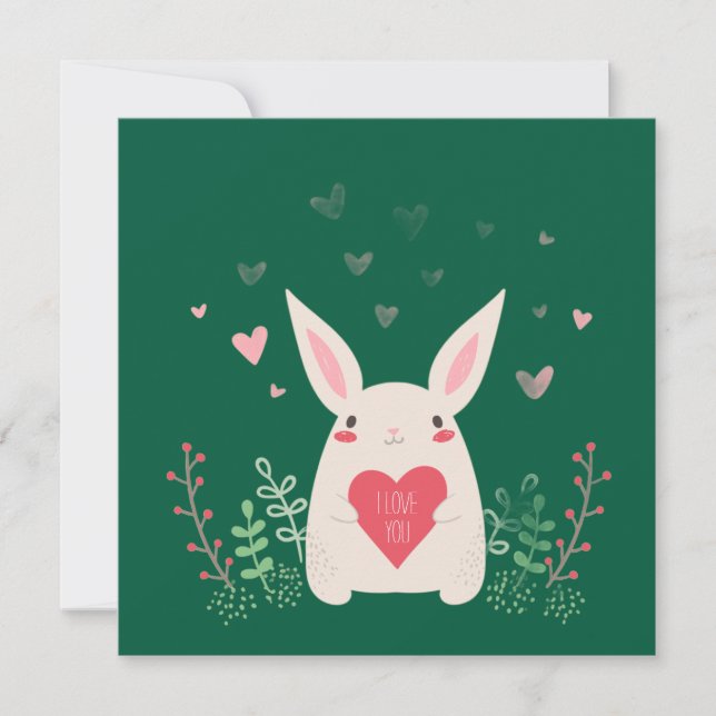 Cartes Pour Fêtes Annuelles Joli lapin de la Saint-Valentin (Devant)