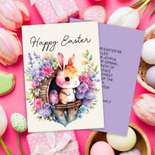 Cartes Pour Fêtes Annuelles Joli lapin de lapin de lapin de Pâques Nom de fami