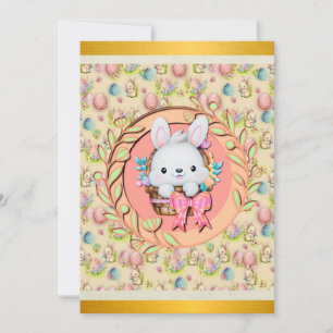 Cartes Pour Fêtes Annuelles Joli lapin de Pâques assis dans le panier