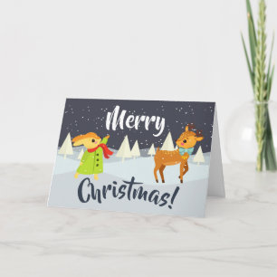 Cartes Pour Fêtes Annuelles Joli lapin et cerf de Noël
