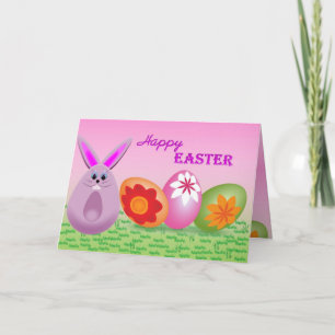 Cartes Pour Fêtes Annuelles Joli lapin et oeufs de Pâques