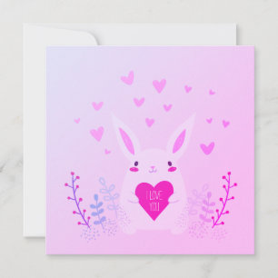 Cartes Pour Fêtes Annuelles Joli lapin rose pour la Saint-Valentin Je t'aime