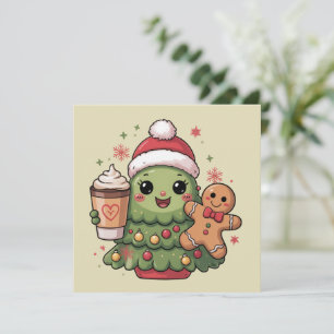 Cartes Pour Fêtes Annuelles Joli latte au café de Noël en forme de sapin de No