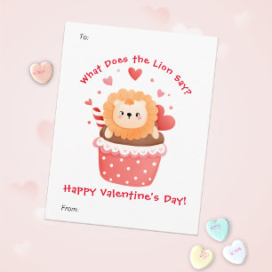Cartes Pour Fêtes Annuelles Joli lion dans un cupcake pour la Saint-Valentin d