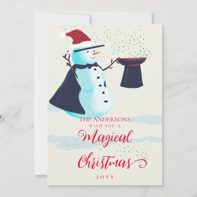 Cartes Pour Fêtes Annuelles Joli Magicien Snowman Santa Hat Noël magique (Devant)