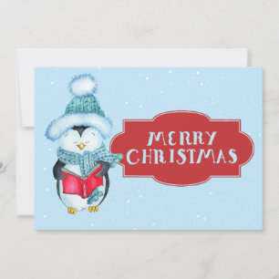 Cartes Pour Fêtes Annuelles Joli manchot chantant Noël