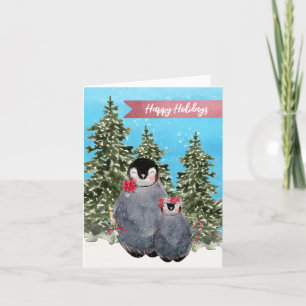 Cartes Pour Fêtes Annuelles Joli Manchot de Noël à l'aquarelle