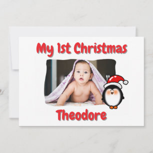 Cartes Pour Fêtes Annuelles Joli Manchot Premier Noël Bébé Personnalisé