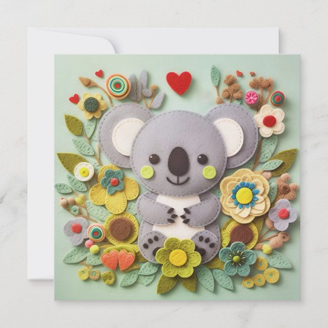 Cartes Pour Fêtes Annuelles Joli message de la Saint-Valentin avec un koala (Devant)