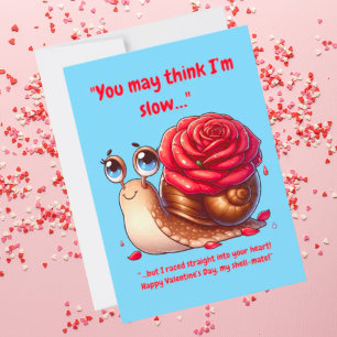 Cartes Pour Fêtes Annuelles Joli Message Simple Drôle Fleur Snail Saint-Valent