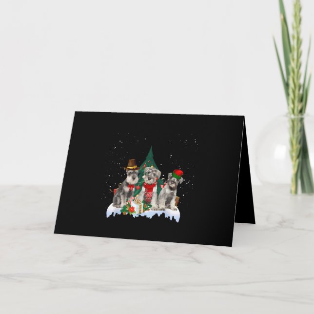 Cartes Pour Fêtes Annuelles Joli Miniature Schnauzer Chien de Noël (Devant)