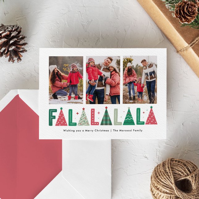 Cartes Pour Fêtes Annuelles Joli Moderne Whimsical Fa La La Holiday Photo (Créateur téléchargé)